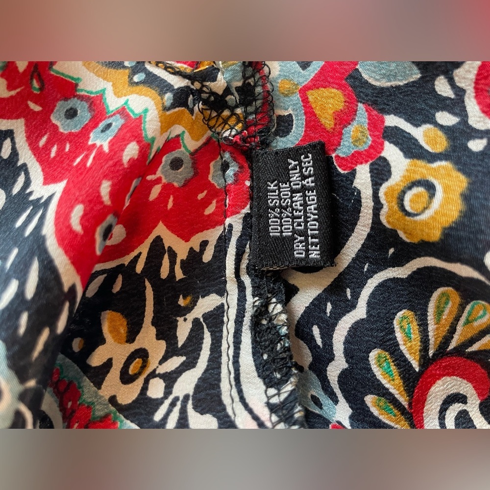 New Tolani 100% silk three-quarter sleeve colorful paisley shift dress size S - Picture 5 of 7